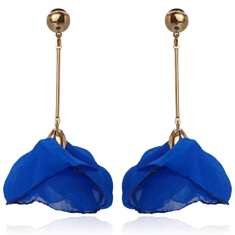 Kolczyki materiałowe tulipany szafirowe