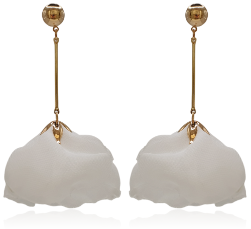 Kolczyki materiałowe tulipany białe