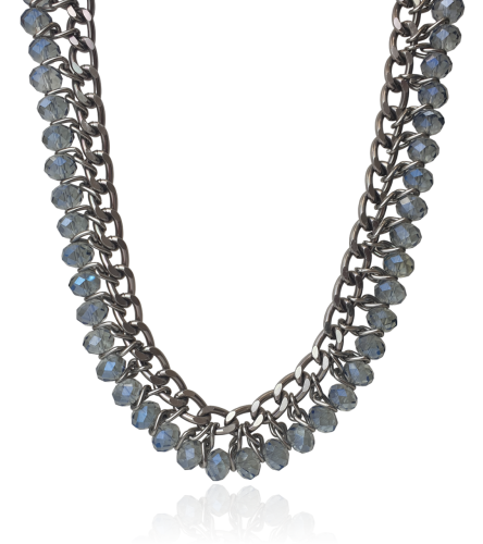 Naszyjnik kolia z jeansowymi kryształkami fasetowanymi