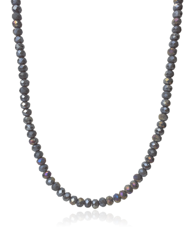 Naszyjnik z kryształków fasetowanych pojedynczy szary