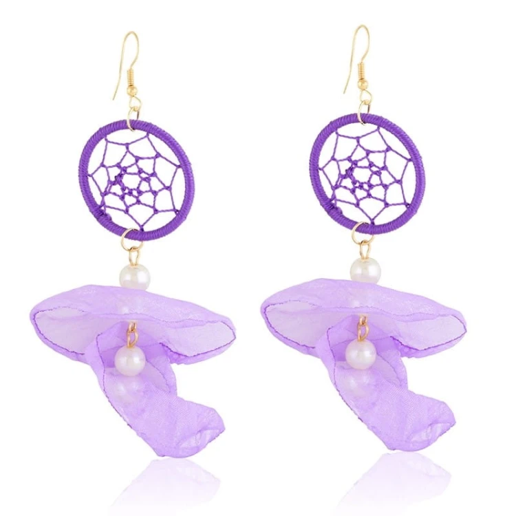 Kolczyki łapacze snów lila