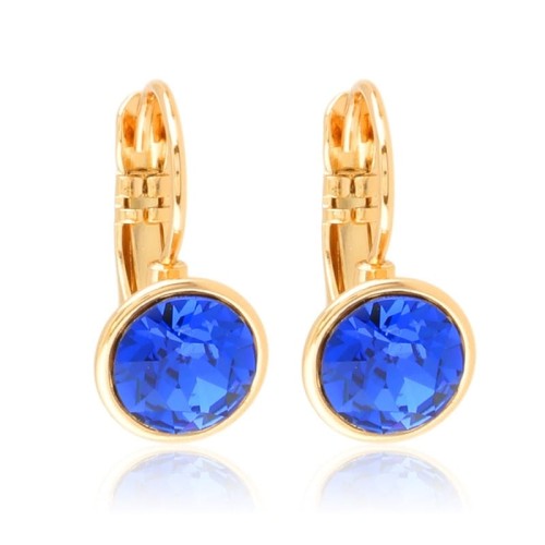 Kolczyki na angielskim zapięciu miedź pozłacana szafir