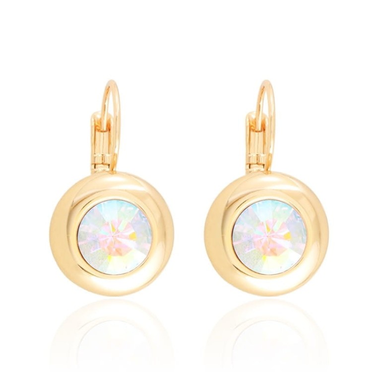 Kolczyki na angielskim zapięciu miedź pozłacana opal