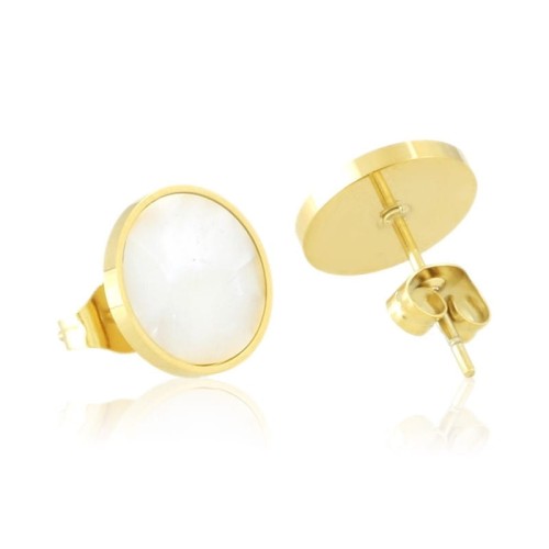 Kolczyki wkrętki okrągłe z à la masą perłową