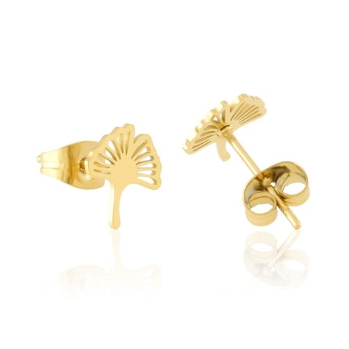 Kolczyki wkrętki liście miłorzębu