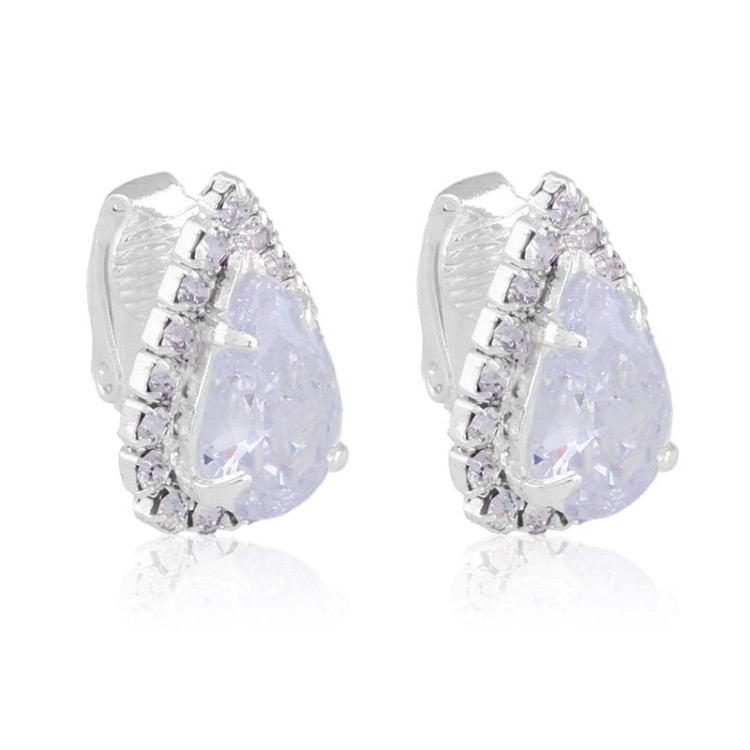 Klipsy kryształy czeskie łezki srebrne