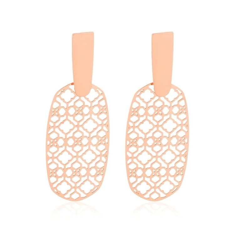 Kolczyki stalowe ażurowe rosegold