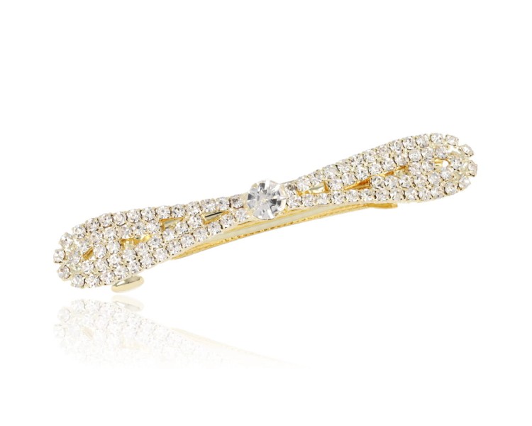 Spinka automatyczna do włosów kokarda cyrkonie złota