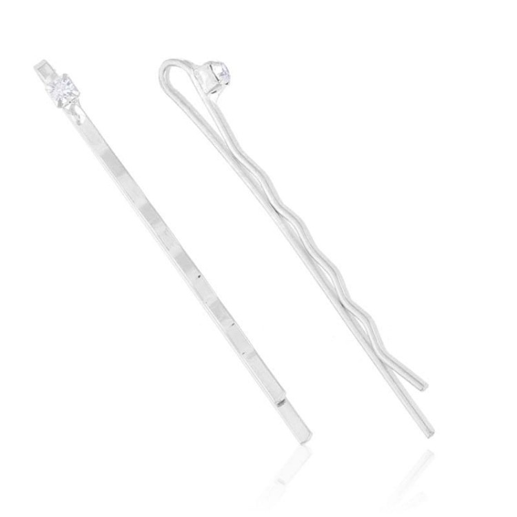Komplet wsuwek pojedyncza cyrkonia kolor srebrny