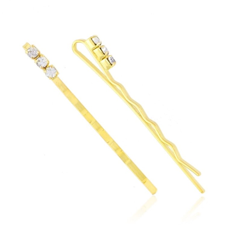 Komplet wsuwek trzy cyrkonie kolor złoty