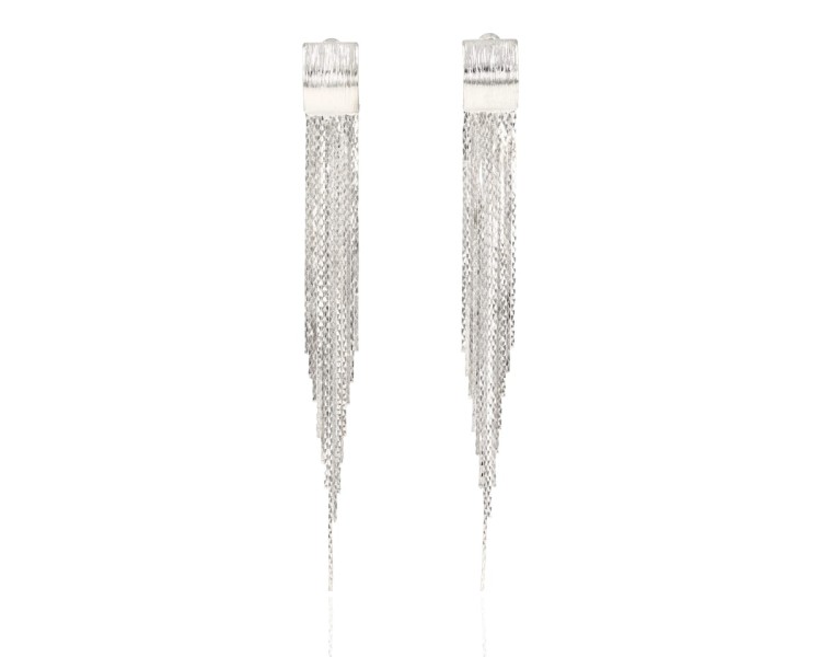 Kolczyki łańcuszki stopniowane srebrne