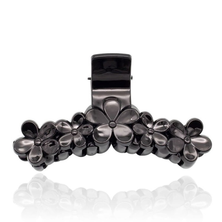 Spinka do włosów szczęka czarna kwiatowy motyw