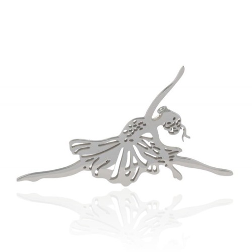 Broszka baletnica stal srebrna