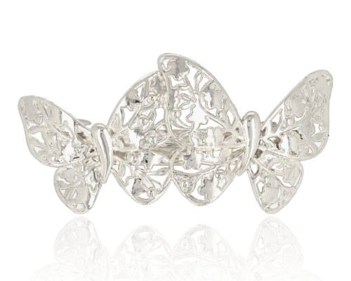 Spinka automatyczna metalowa motyle srebro