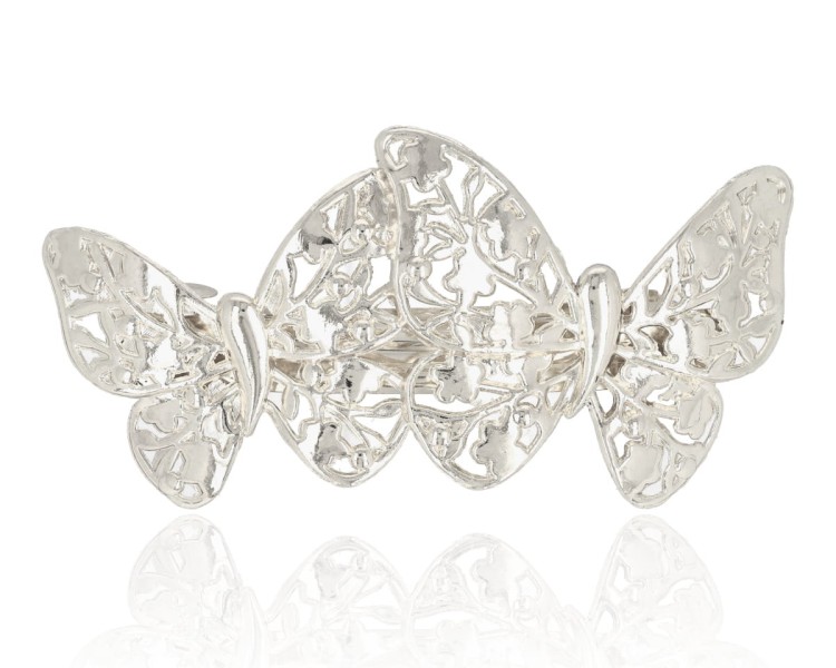 Spinka automatyczna metalowa motyle srebro