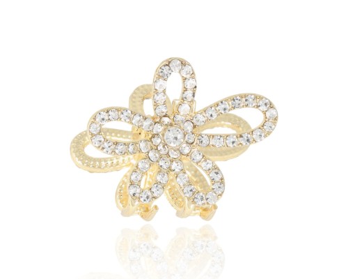 Spinka szczęka mała kwiatuszek cyrkonie złoto