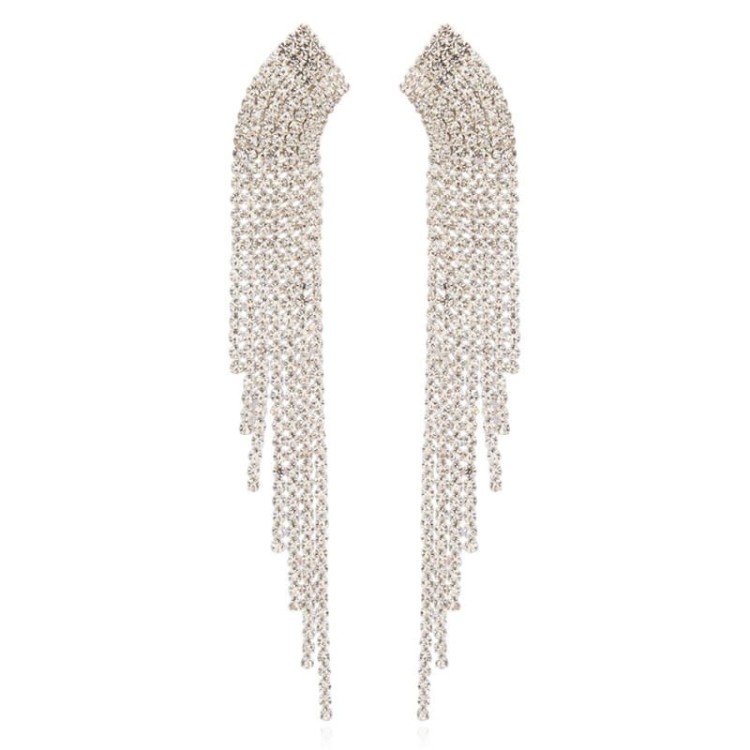 Kolczyki cyrkoniowe stopniowane nitki srebrne