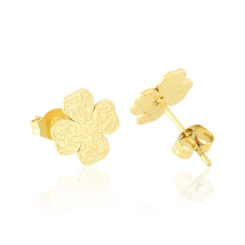 Kolczyki wkrętki koniczynki żłobiona tekstura Aisadi