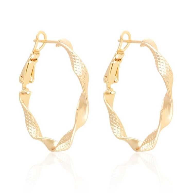 Kolczyki koła skręcane 3 cm miedź pozłacana