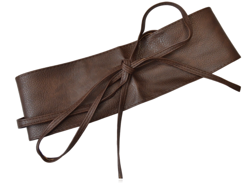 Szeroki damski pasek wiązany czekoladowy