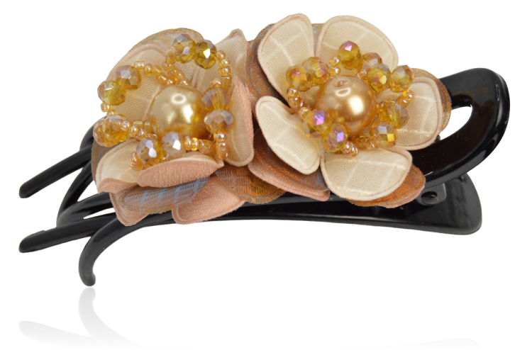 Spinka do włosów szczęka z materiałowymi kwiatami