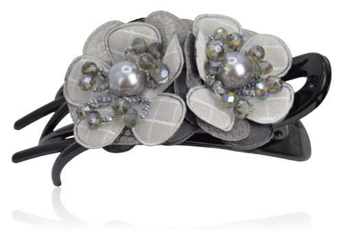 Spinka do włosów szczęka z materiałowymi kwiatami