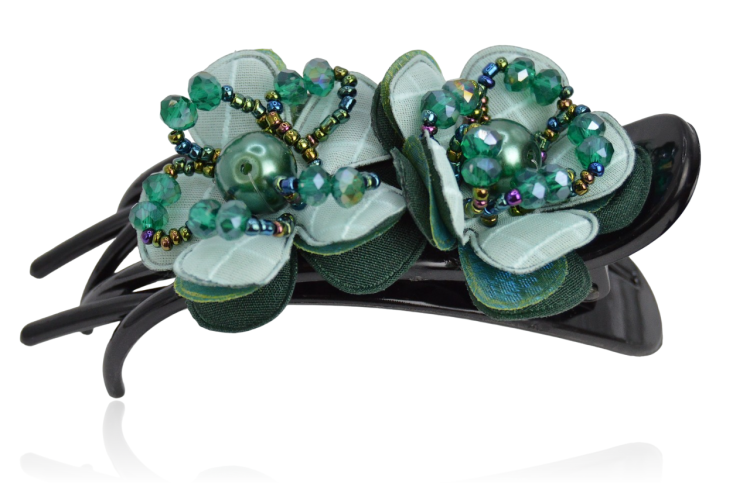 Spinka do włosów szczęka z materiałowymi kwiatami