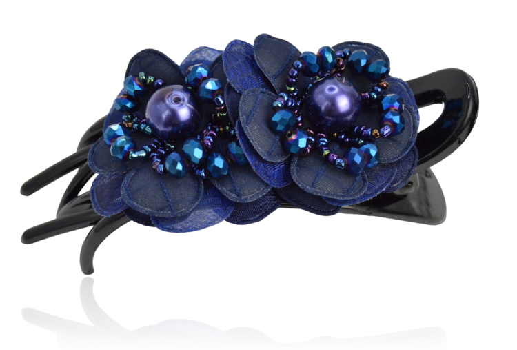 Spinka do włosów szczęka z materiałowymi kwiatami