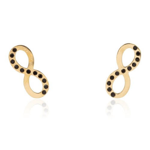 Kolczyki wkrętki nieskończoność z czarnymi cyrkoniami