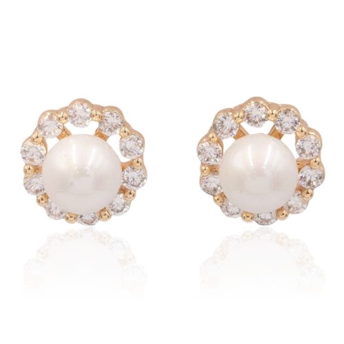 Kolczyki wkrętki pozłacane 18k z perełkami