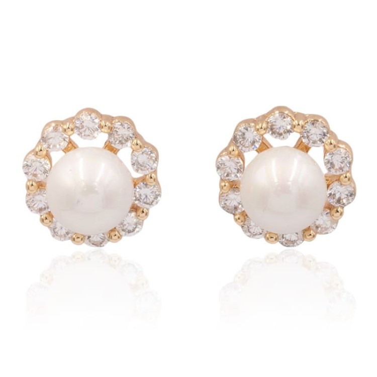 Kolczyki wkrętki pozłacane 18k z perełkami