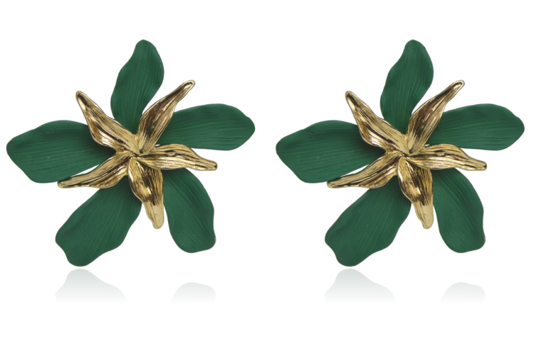 Kolczyki duże wkręty kwiaty metaloplastyka