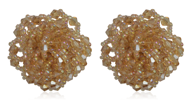 Kolczyki kryształkowe wkręty vintage miodowe