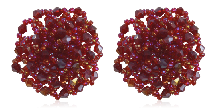 Kolczyki kryształkowe wkręty vintage czerwone