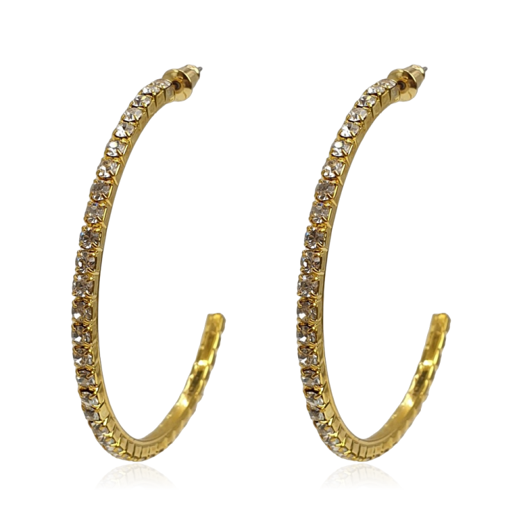 Kolczyki półkola z cyrkoniami złoty metal