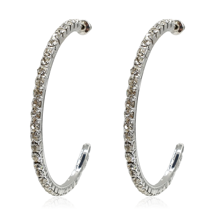 Kolczyki półkola z cyrkoniami srebrny metal