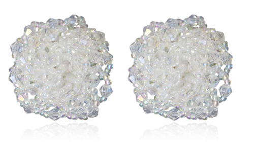 Kolczyki kryształkowe wkręty vintage przezroczyste