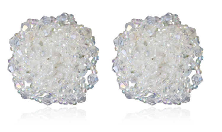 Kolczyki kryształkowe wkręty vintage przezroczyste