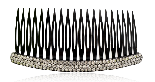 Grzebień do włosów czarny z białymi z cyrkoniami