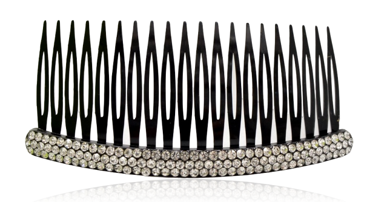 Grzebień do włosów czarny z białymi z cyrkoniami