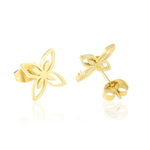 Kolczyki wkrętki koniczynki stal złota