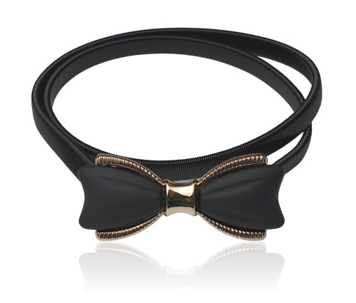 Pasek sprężynka czarno-złota klamra kokardka