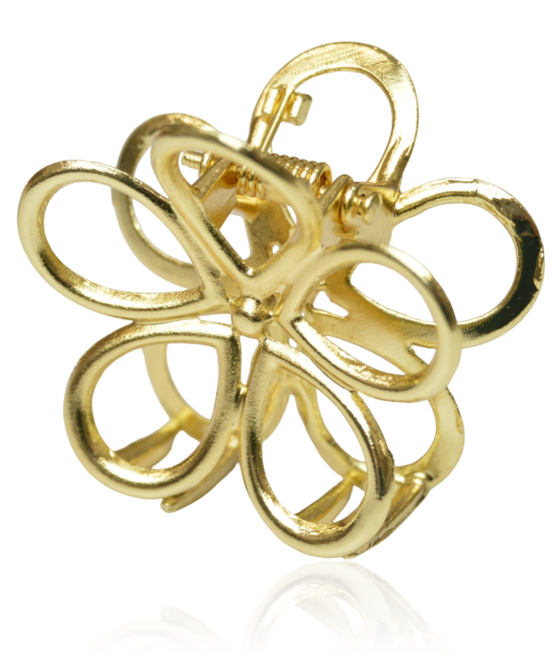 Spinka szczęka metal kwiatek złoty