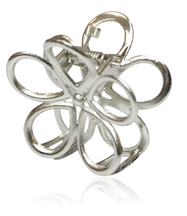 Spinka szczęka metal kwiatek srebrny