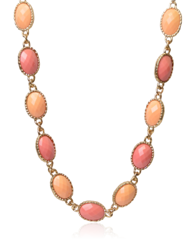 Naszyjnik z owalnych elementów łososiowo-różowy