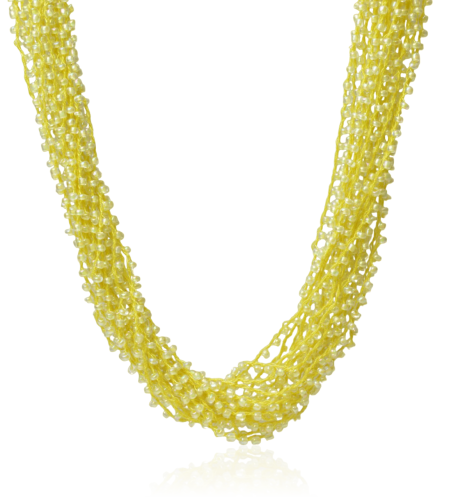 Naszyjnik z drobnych koralików żółty