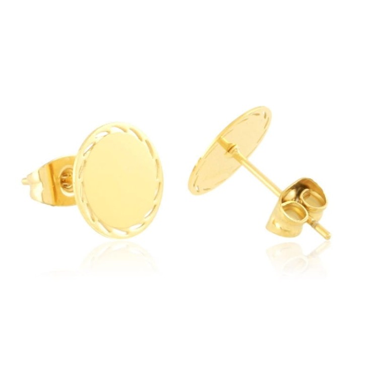 Kolczyki stalowe wkrętki okrągłe blaszki z obwódką