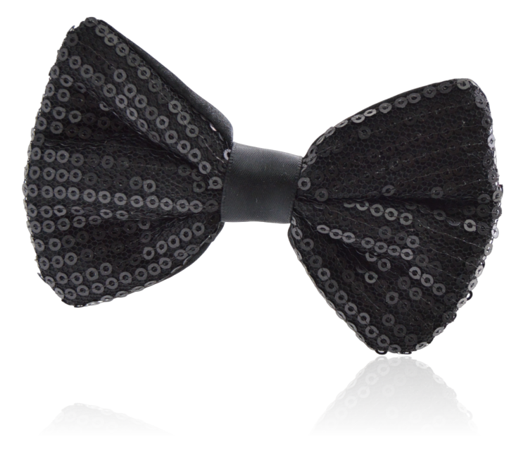 Spinka klips kokarda czarna z cekinami mat