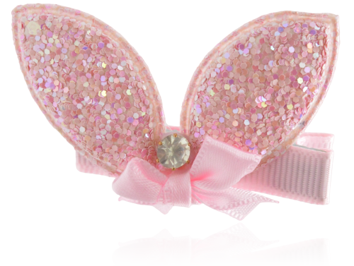 Spinka dziecięca brokatowe uszka jasny róż