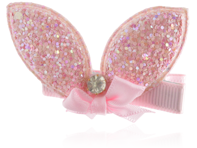 Spinka dziecięca brokatowe uszka jasny róż